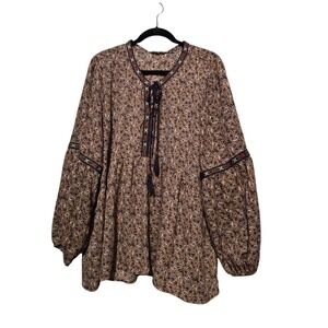 Alchemy Thread Paisley Blouse Womens XXL  Renaissance Peasant Cottage Fairy Boho